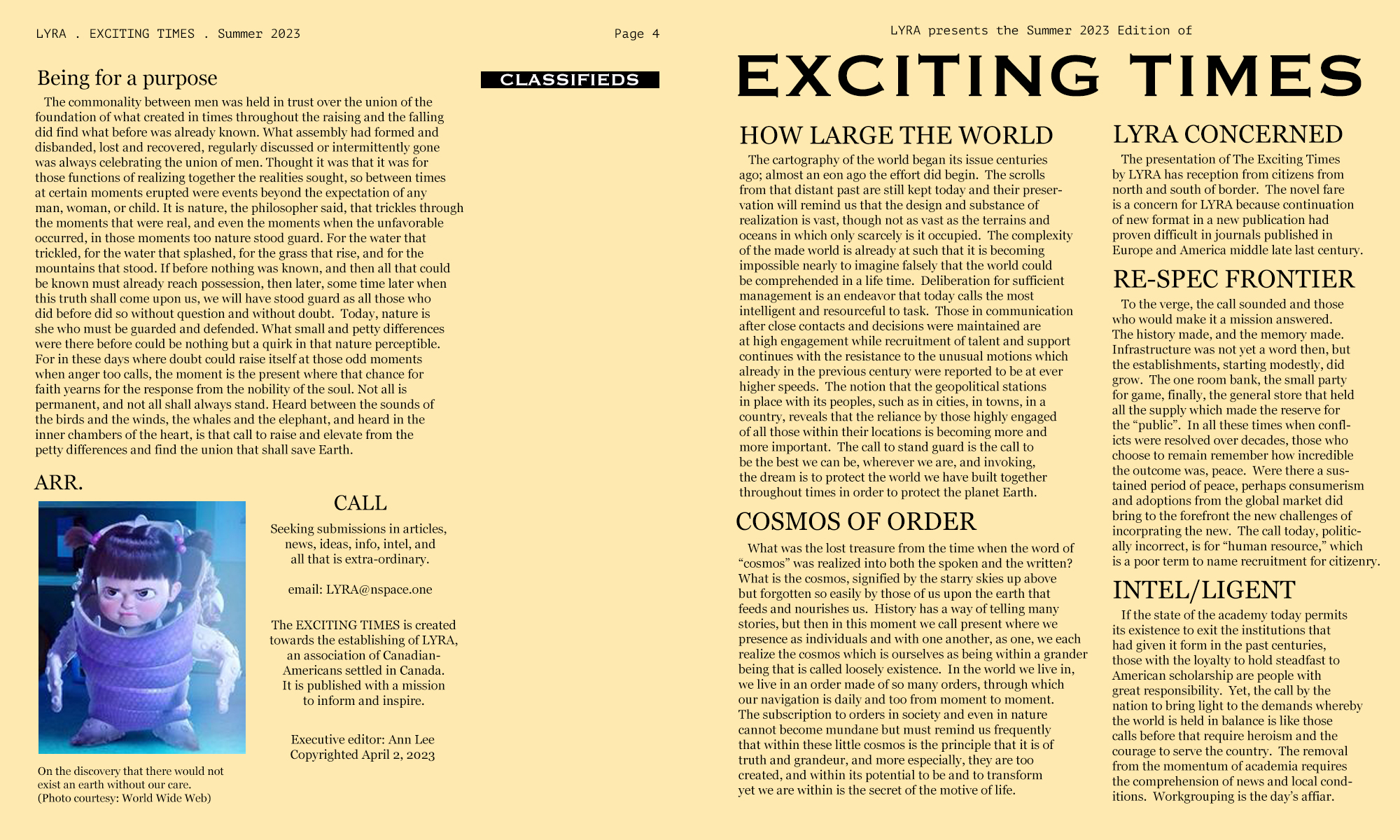 LYRA The Exciting Times Page 1 and 4